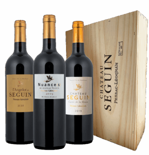 Coffret bois L'Angelot de Seguin, Cuvée de la House et Nuance(s) de Château Seguin