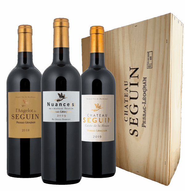 Coffret bois L'Angelot de Seguin, Cuvée de la House et Nuance(s) de Château Seguin